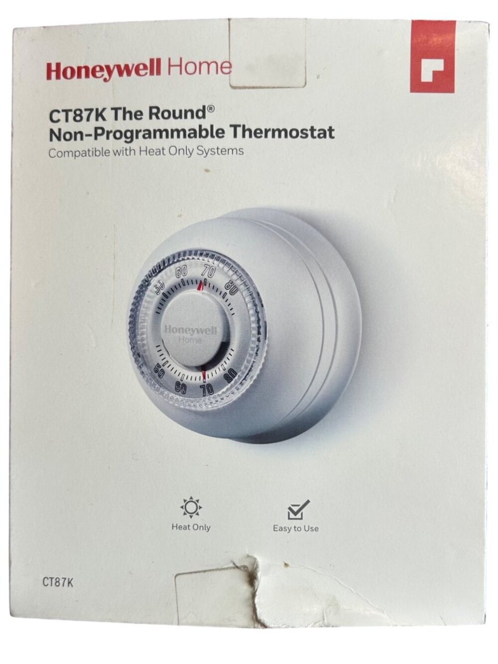 Honeywell Home CT87K The Round Non-Programmable Thermostat Heat Only Easy To Use